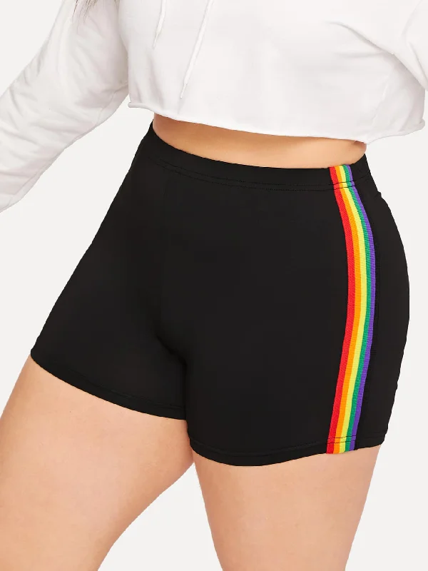 Rainbow Stripe Short Plus Size Leggings