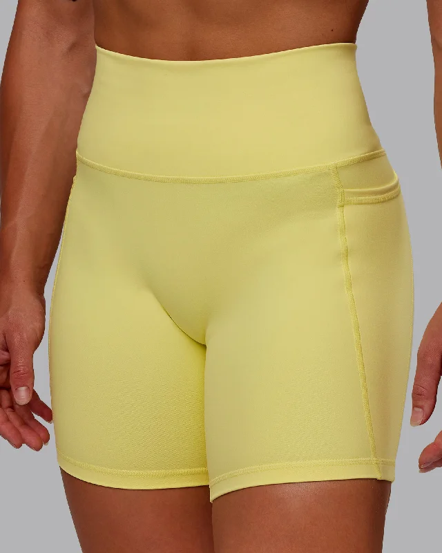 Fusion Mid Shorts With Pockets - Lemon Fizz