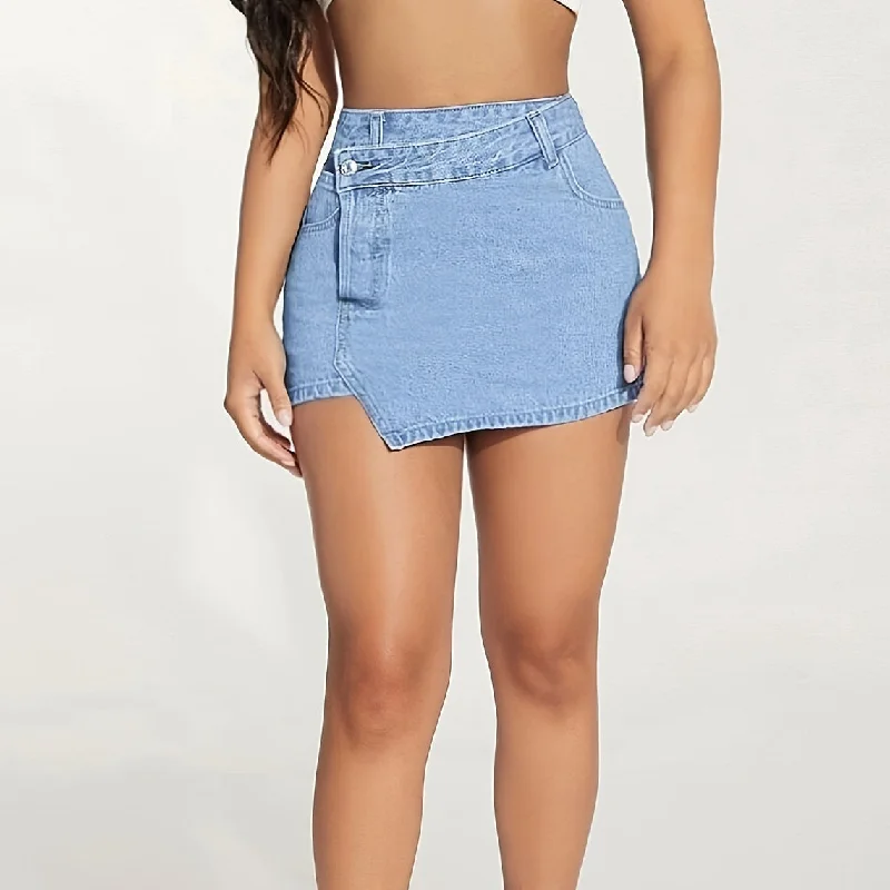 High Waist Asymmetric Street All-Match Denim Shorts Wholesale Women'S Bottom