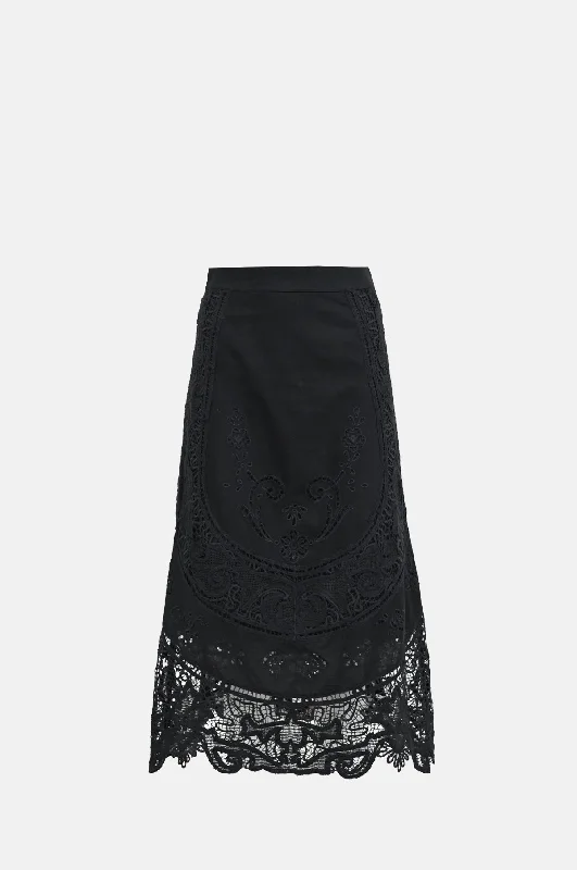 Gianna Lace Midi Skirt Black