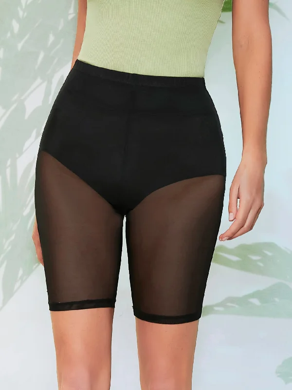 Sexy Plain Sheer Short Women Leggings