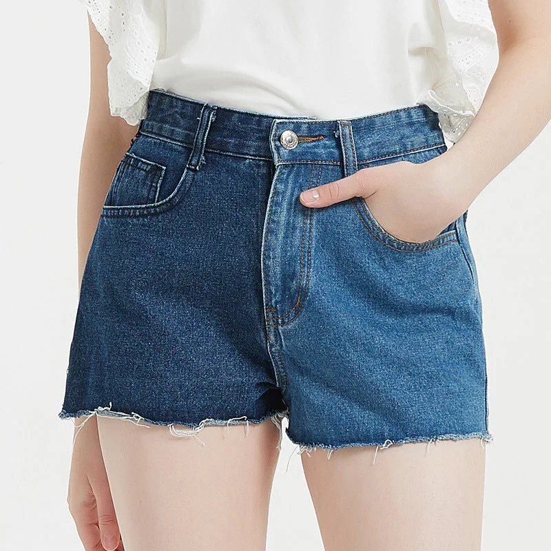 Colorblock Summer Women'S High Waist Hot Pants Trendy Wholesale Denim Shorts