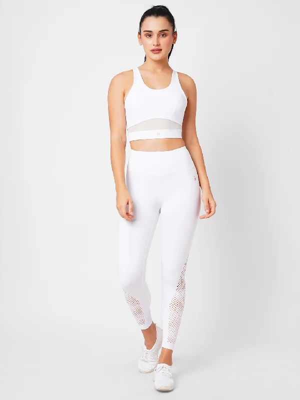 Crystal White Cut Out High Waist Leggings