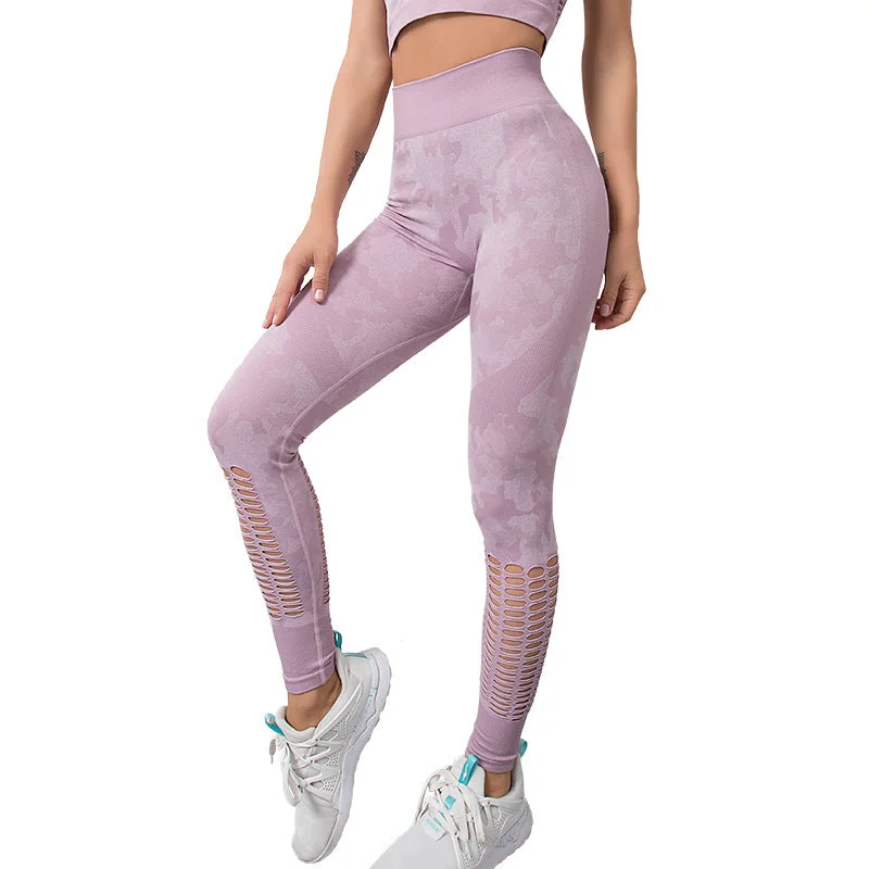 Camo Mesh Breathable High Waist Yoga Cropped Pants